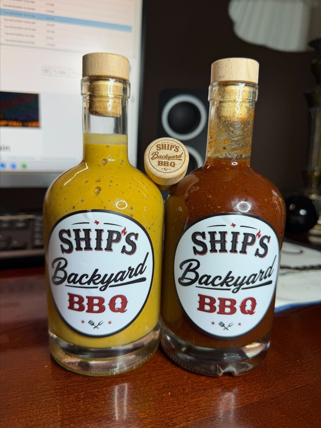 Bottles of Ship's Mustard Sauce and Sweet Sauce